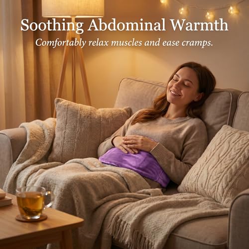 Microwave Heating Pad for Back Pain Relief, Flaxseed Microwavable Heating Pad with Removable Washable Flannel Cover, Moist Heating Pad for Period Cramps & Muscle Relaxation, 10''x18'' - color: Purple
