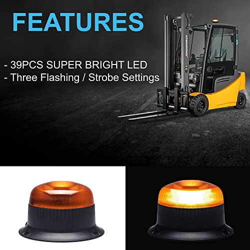 HQRP Amber Beacon Emergency Strobe Construction LED Lights Magnetic Mount, Flashing Caution Safety Warning LED Light for Vehicles, Truck, Golf Cart, Tractor, Postal Car, ATV, UTV, Snow Plow, Forklift - size: Magnetic Mount