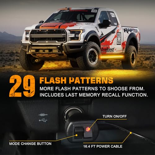 XRIDONSEN 2PCS 60 inch Running Board Strobe Lights Amber Lights for Trucks - color: Amber