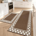 COSY HOMEER Washable Kitchen Rugs Sets of 2 Non-Slip Kitchen Mats,Browm - color: Brown, size: 24"x35" + 24"x60"