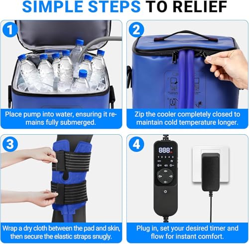 Ice Machine for Knee After Surgery, 12H Cooling, Quiet Pump - color: Blue