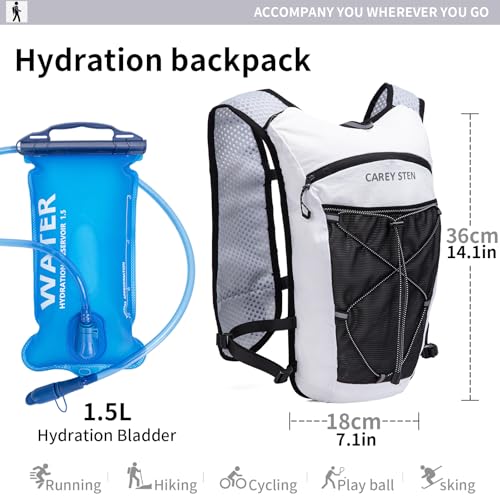 Carey Sten Lightweight Hydration Backpack Running Vest with 1.5L Water Bag - color: white
