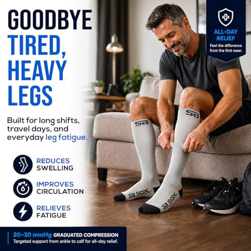SB SOX Compression Socks for Men & Women (20-30mmHg) - color: Gray/Black, size: Small