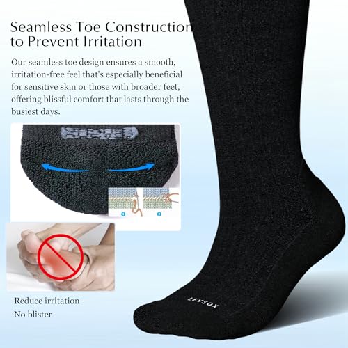 LEVSOX Bamboo Viscose Wide Calf Compression Socks 20-30 mmHg with Cushioned - color: Black, size: Medium