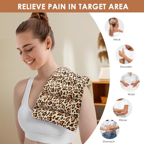 Microwave Heat Pad for Pain Relief, 8 x 16 Warm Compress Wrap - color: Heat Pad04 -Leopard Print