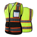 Safety Vest for Men Women Reflective Construction Vest Hi Vis ANSI Standard - color: Yblack-w, size: Medium
