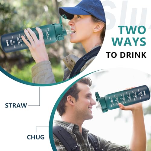 SLUXKE 17oz Insulated Water Bottle with 2Lids(Straw Lid & Spout Lid), 500ml Stainless Steel Water Bottle Double Walled Leakproof, Reusable Metal Bottle Keep Cold & Hot for Men, Women BLUE BLUE - color: BLUE BLUE, size: 17 Ounces