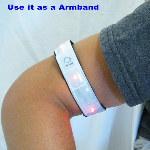 2pc High Visibility Reflective Arm Leg Bands 4 Led Lights Strap Bike Run Cycling