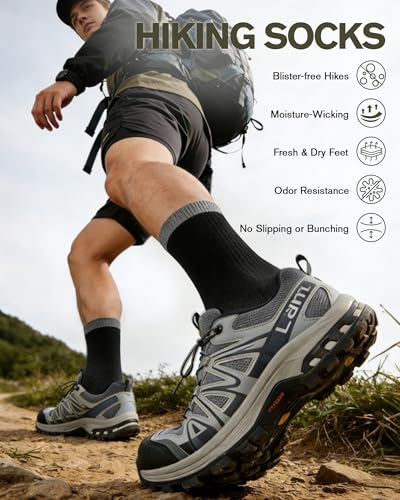 TANSTC Merino Wool Hiking Socks, Moisture Wicking Socks for Men & Women - color: Long-black (3 Pairs), size: 4-6