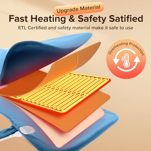 Mothers Day Gifts & Birthday Gifts for Mom Wife Men, Portable Heating Pad – Heated Weighted Blanket for Neck, Shoulders & Back – Extra Large 25"x37" Full Back Heating Pad – Auto Shut-Off - color: Blue