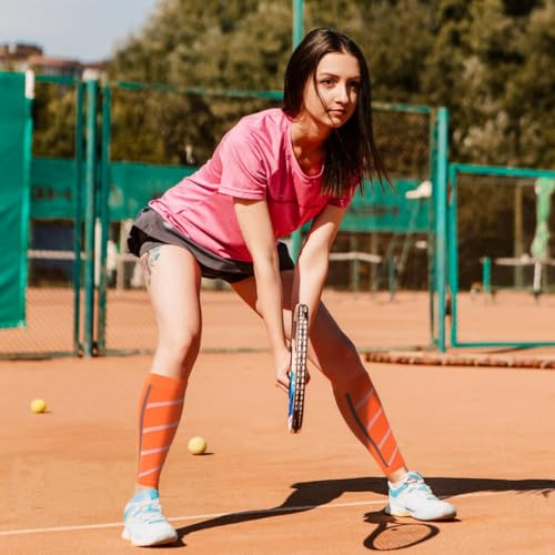 Junely 3 Pairs Calf Compression Sleeve for Men and Women - color: Striped