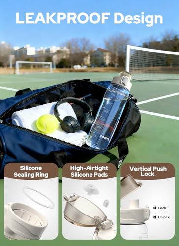 Opard Zip 32oz Plastic Water Bottle Dishwasher Safe, Leakproof Flip-Top Lid, BPA Free Tritan, Wide Mouth Reusable Sports Water Bottle for Gym Hiking Commuting Outdoor Travel and School - color: Clear Cream, style: 32 Ounces