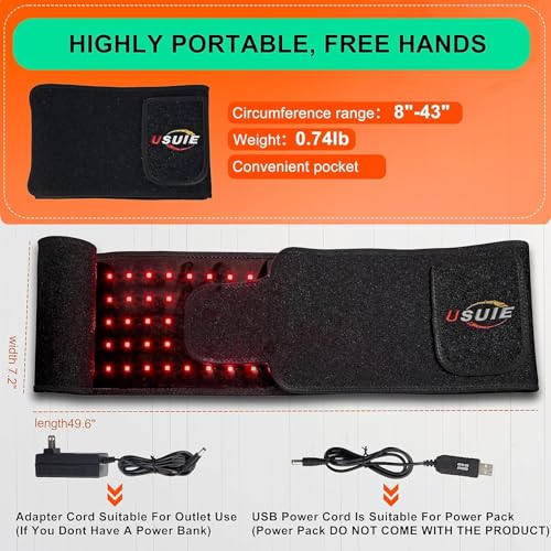 USUIE Red Light Belt, Infrared Light Wrap Red Light Device for Body with Timer for Women Men Gift - color: Black