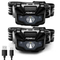 Foxelli USB‑C Rechargeable LED Headlamp – Ultra‑Light 2.4 oz & Bright 180 Lumens – Red/White Light, 5 Modes, IPX5 Waterproof, 40 h Runtime for Trail Running, Camping, Hiking - color: 2-Pack Black