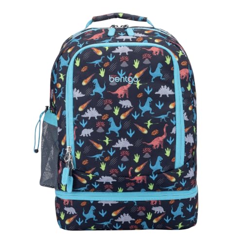 Bentgo Kids 2-in-1 Backpack & Insulated Lunch Bag with Padded Straps - color: Dinosaur, size: Kids Large