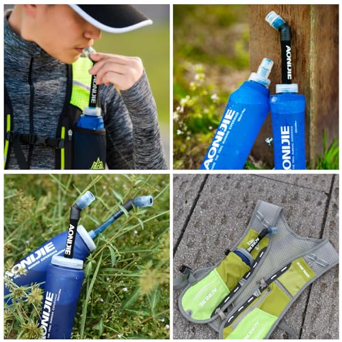 TRIWONDER TPU Soft Folding Water Bottles BPA-Free Collapsible Flask for Hydration Pack - Ideal for Running Hiking Cycling Climbing (Straw) - color: Straw - Pack of 2