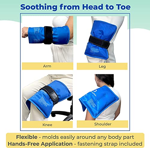 Rectangle Gel Pad for Arm, Leg, Knee, and Back - 15''x11'' Reusable Gel Ice Pack with Elastic Fastener for Hands-Free Application - Cold Packs for Post-Surgery or Sport Injuries - 1 Pack Blue - style: Rectangle Gel Ice Pack