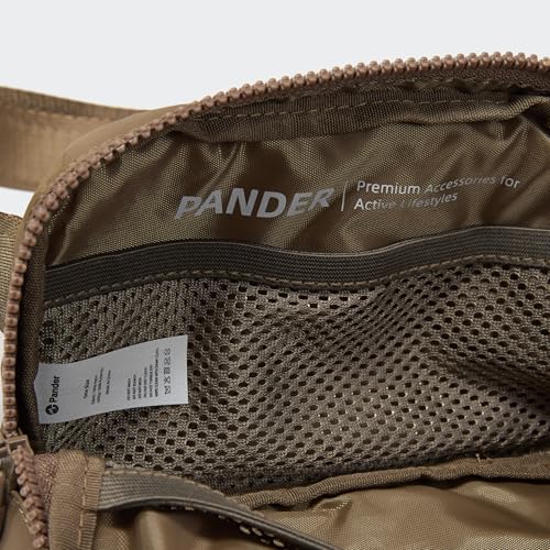 Pander Nylon Fanny Pack for Women, Two-Way Zipper Crossbody Bag - color: Gray Brown