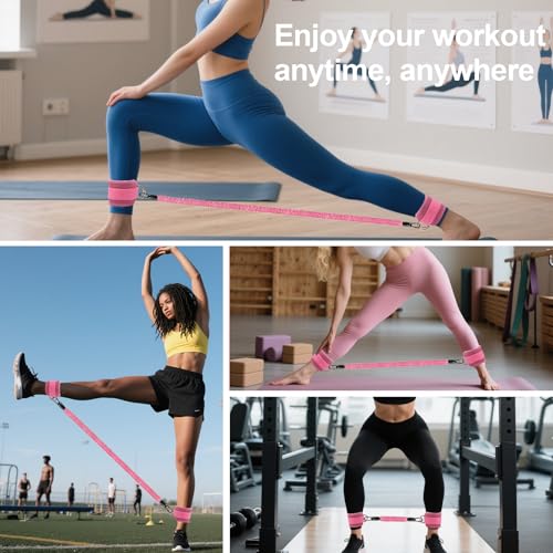 Adjustable Ankle Resistance Bands with Cuffs - 3-Level Booty Bands for Women, Home Gym Equipment for Glutes & Legs Workout, Pilates Yoga Accessories