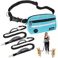 PetAmi Hands Free Dog Leash Waist Belt Bag Fanny Pack, Double, Sea Blue - color: Turquoise, size: 2 Leashes
