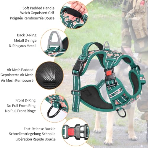 HEELE Dog Harness, No Pull, No Choke Vest, Easy On & Off, Flower Grass, S - color: Flower Grass Green, size: S (Pack of 1)