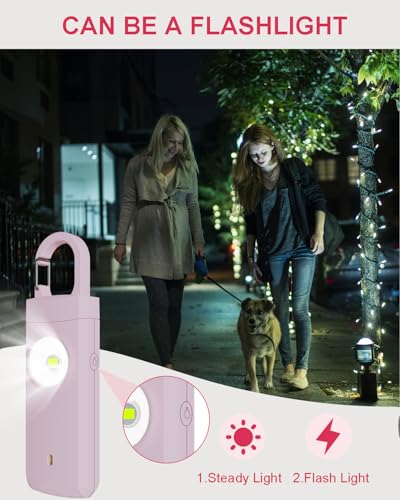 Rechargeable Personal Safety Alarm for Women, 130dB Loud Siren & Strobe