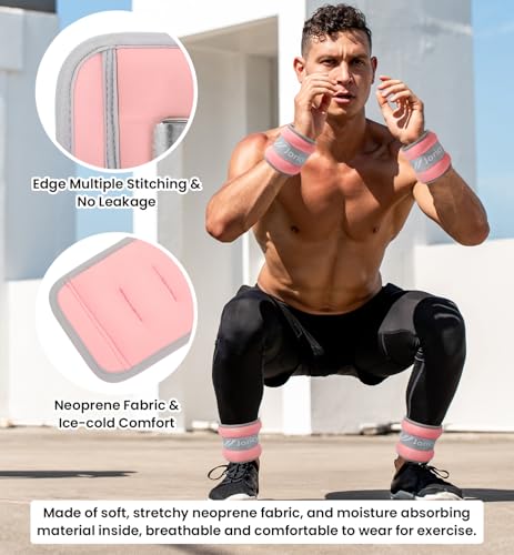 Ankle Weights A Pair of 1/2/3/4/6/8/10/12/20 LBS Wrist Leg Arm Weights for Women Men with Straps, Strength weighted for Physical Therapy Running Walking Home Fitness Gym Workout Weight Loss - color: Light Pink
