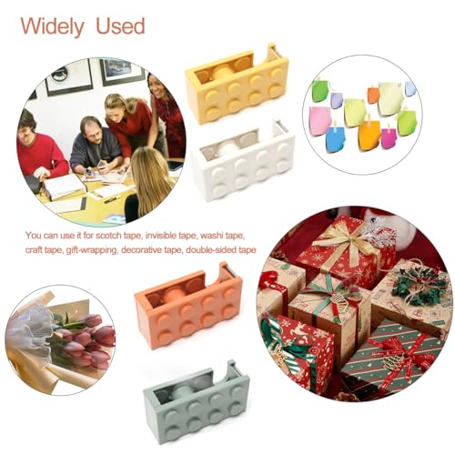 4 Pack Mini Desktop Tape Dispenser with 2 Rolls Tape, Cute 4 Color Tape Dispenser Kids for Gift Wrapping Tape Cutter for Office Home School and Crafts