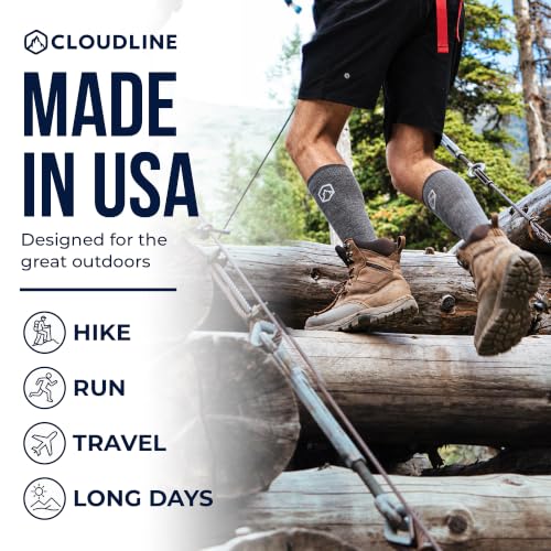 CloudLine - Merino Wool Graduated Compression Socks for Men and Women - Ultralight, Moisture Wicking, Made in USA - 1 Pair - color: Granite, size: Large