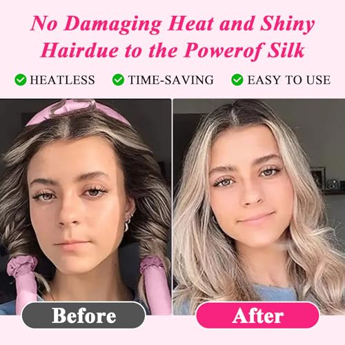 Rods Curlers Set Foam Hair Curlers for Short and Long Hair, No Heat Foam Rollers(Pink) - color: Pink