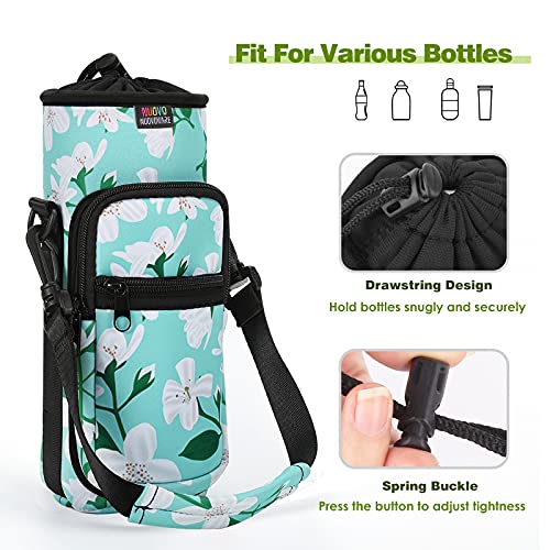 Nuovoware Water Bottle Carrier Bag, 25oz/32oz, Green Lily - color: Green Lily, size: 25-32 Ounces - Standard