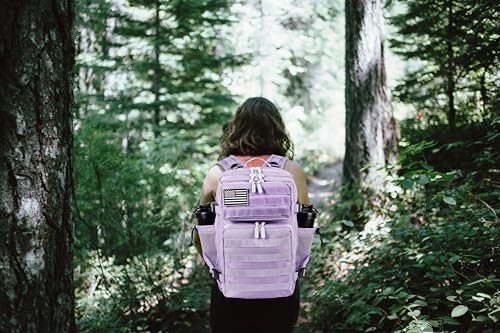 LHI Tactical Military Backpack for Men and Women 25L/35L Army Assault Pack Bag Small Rucksack with Bottle Holder - color: 35l-light Purple, size: Medium
