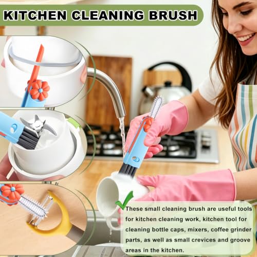 3 in 1 Cup Lid Gap Cleaning Brush, Multifunctional Bottle Lid Cleaner Brush - Home Kitchen Crevice Brush Cleaning Tools for Tight Spaces & Bottle Gaps, Portable Small Brush Red Green Blue - color: Red Green Blue