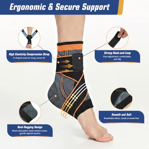 Strassburg Sock Plantar Fasciitis Socks for Sprained Ankle Support, Compression Socks with Adjustable Strap for Plantar Fasciitis Relief, Ankle Brace Sleeve Achilles Tendonitis Pain Relief(Red-M) - color: Red