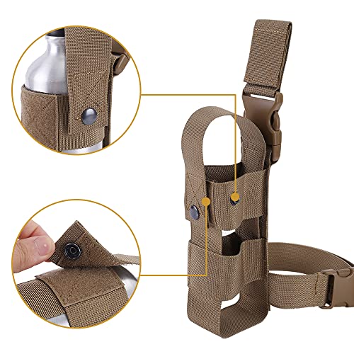 Drop Leg Water Bottle Holster, Pepper Spray Holder Adjustable Thigh Pepper Spray Pouch Open Top Thigh Pouch for Left/Right Leg - color: Tan