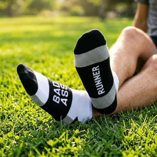 Gone For a Run Motivational Ankle Running Socks - Affirmation Runners Gifts - color: Bad Ass (Black)