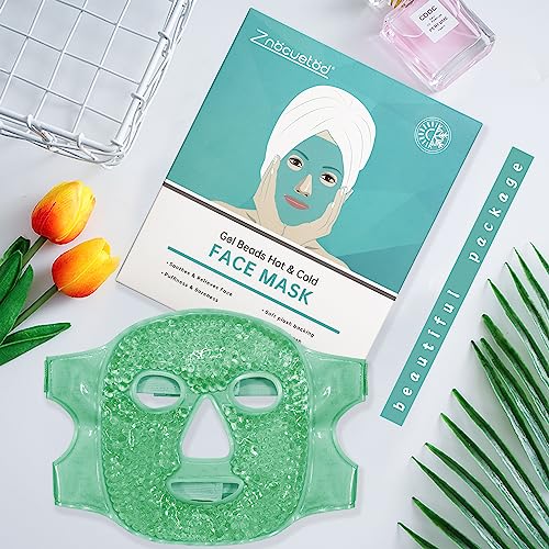 ZNÖCUETÖD Face Ice Mask Facial Ice Packs Gel Hot Cold Compress for Women - color: Green