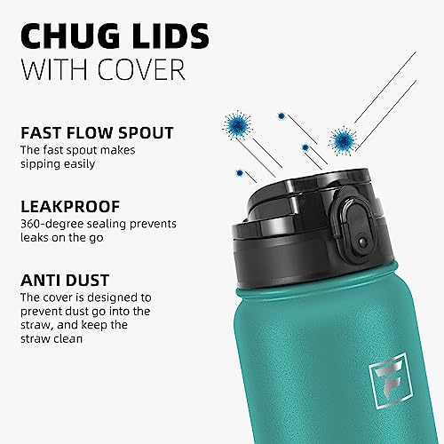 Fanhaw 32oz Stainless Steel Water Bottle with Chug Lid, Green Blue - color: Green Blue, style: 32 Ounces