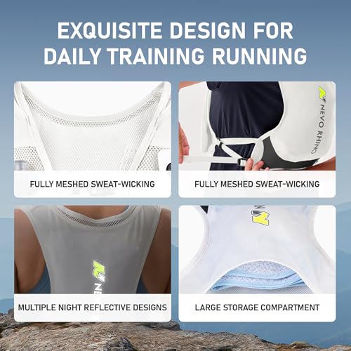 N NEVO RHINO Running Vest with 350ML TPU Soft Flask,Adjustable Chest Straps - color: White