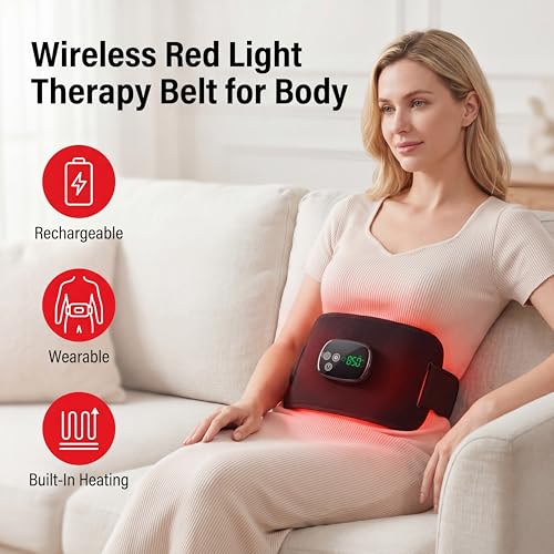 Infrared Heating Pad, Wireless Red Light Therapy Belt for Body, 5000mAh