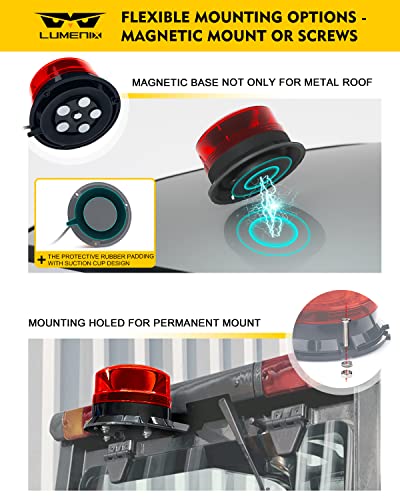LUMENIX LED Rooftop Mini Beacon Lights Bar, Red - color: Red