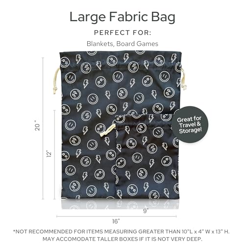 Gather & Knot Drawstring Gift Bags | 20" Large 12" Small | Premium Canvas | Reusable Fabric Wrap for Boy Birthday, Baby Shower | Happy Face - color: Happy Face