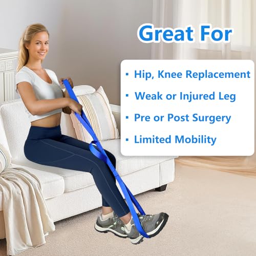 42 Inch Leg Lifter, Leg Lifter After Hip Replacement, Leg Lifter for After Knee Surgery, Leg Lifter Strap Rigid with Multi Loops, Leg Lifters Getting Legs in and Out of Bed, Car, Couch, Wheelchair - color: Blue