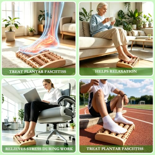 Dual Foot Massager Roller, Wooden Foot Massager, Gifts for Women and Men