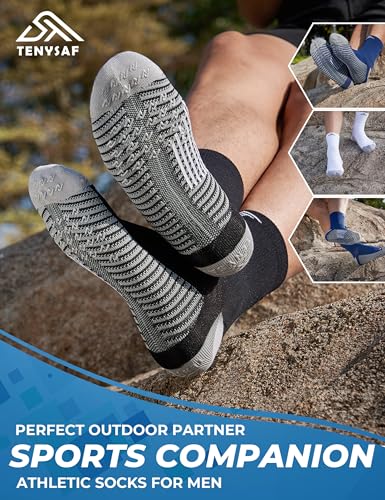 Mens Compression Running Socks: 15-20 mmHg Arch Support Non-Slip - color: B-white Gray Black, size: 13-16