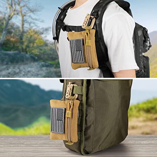 FRTKK 2 Pack Tactical Compact EDC Pouches Military Molle Utility Pouch Accessories Organizer Pouch Coin Purse Keychain Pocket Credit Card Holder Waist Pack - color: Tan 3