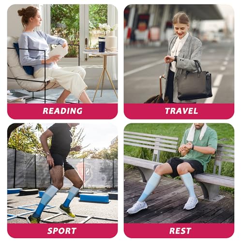 fenglaoda 3 Pairs Compression Socks for Women & Men Knee High Nurse Pregnant Cute Medical Running Travel Athletic - color: 00-3pairs-11, size: Small-Medium