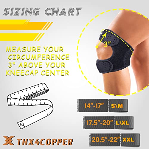 THX4COPPER Compression Dual Patella Knee Brace for Pain Relief,Adjustable Knee Strap Support for Running, Jumper, Gym Exercise, Arthritis, Tendonitis, Injury Recovery, Joint and Muscles. (XX-Large) - size: XX-Large