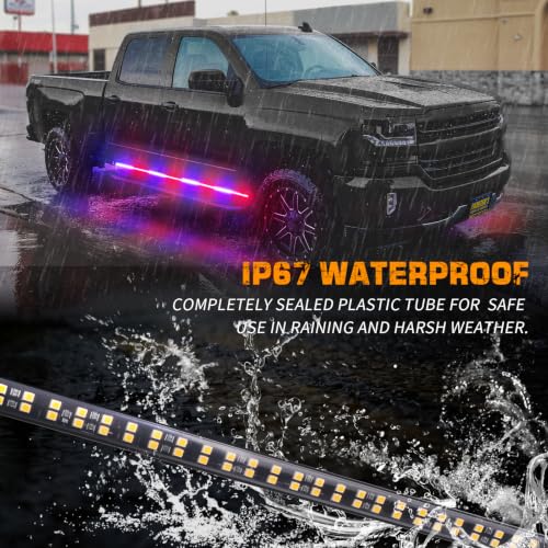 XRIDONSEN 2 Pack 70-Inch 864 LED Running Board Strobe Lights Strip - color: Red/Blue