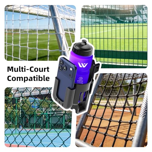 ELETIUO 3-in-1 Pickleball Fence Hook for Court,Sport Court Heavy Duty Hook Hanger with Cup Holder & Phone Holder,Tool-Free Clip-On for Pickleball Paddles,Bags,Water Bottles, Tennis & Baseball Gear